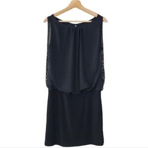 Scarlett Blouson Black Beaded Mini Dress